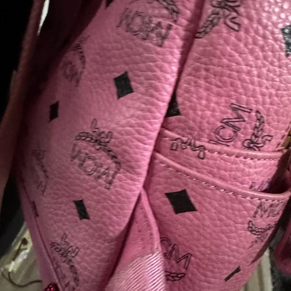 Pink Mcm Backpack Visetos studs backpack authentic - Picture 7 of 14